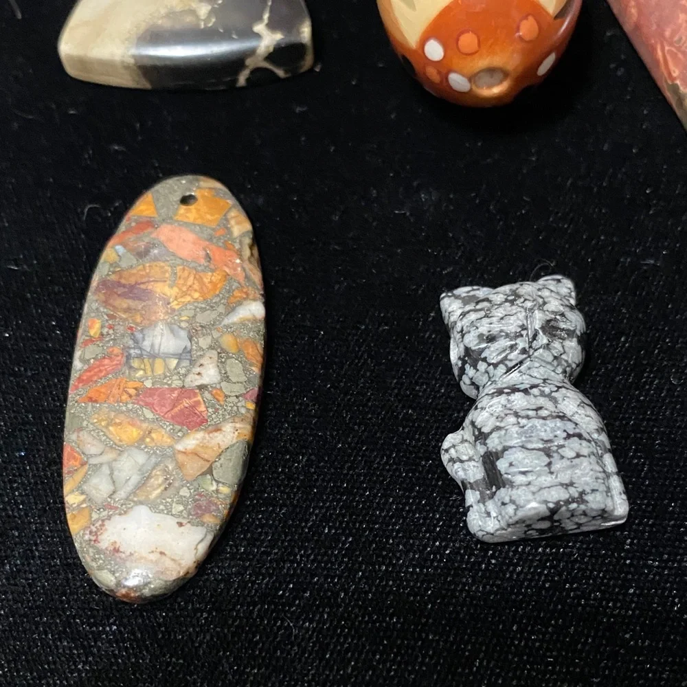 Nine Assorted natural Gemstone pendants for jewelry makers